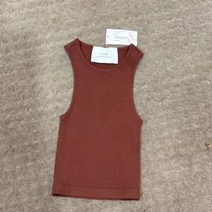 NWT Camille Rowe x Zeyne Parcay brown ribbing stretchy tank-0